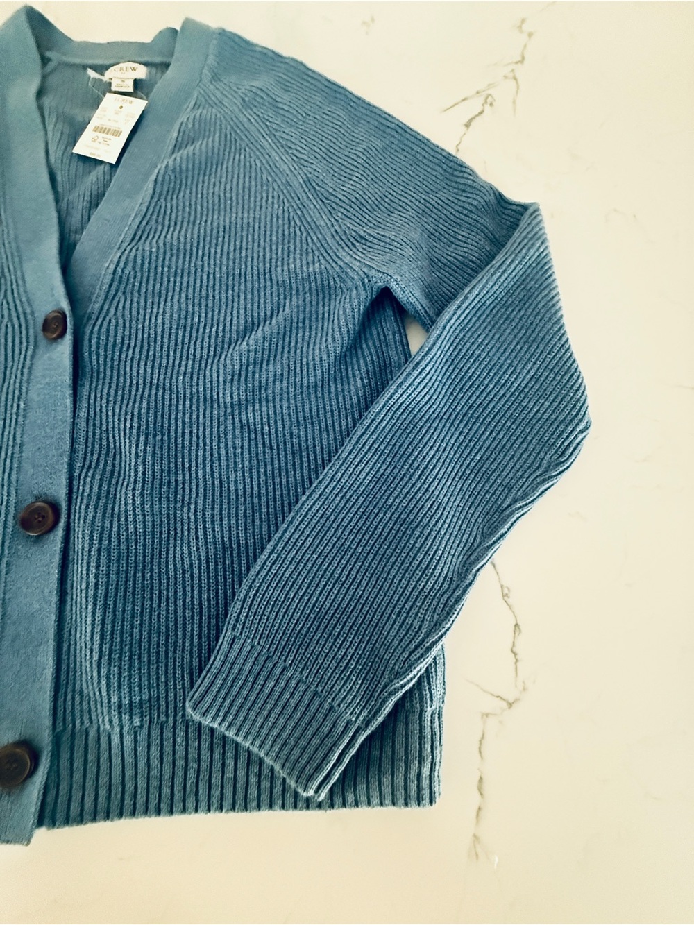 J. Crew Women's Ribbed Button-Front Cardigan - Dusty Blue - Picture 2 of 6